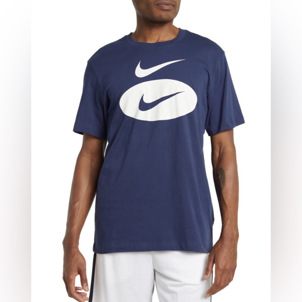 NWT Nike double swoosh logo t shirt men’s L large blue short sleeve tee athletic